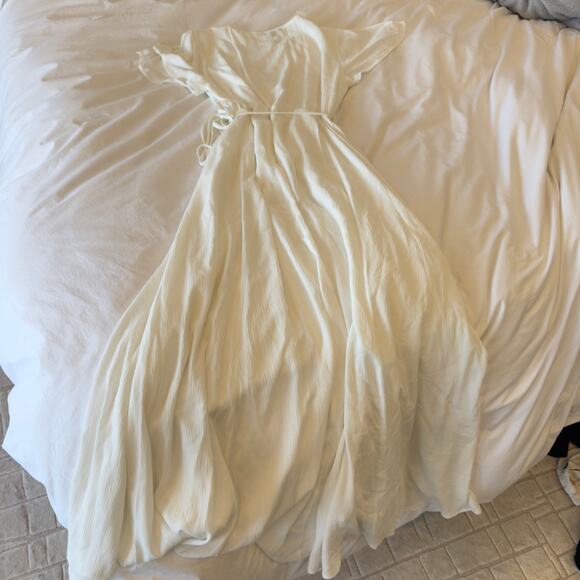 Lulus White Heart of Marigold Maxi Wrap Dress Size L - Picture 5 of 6